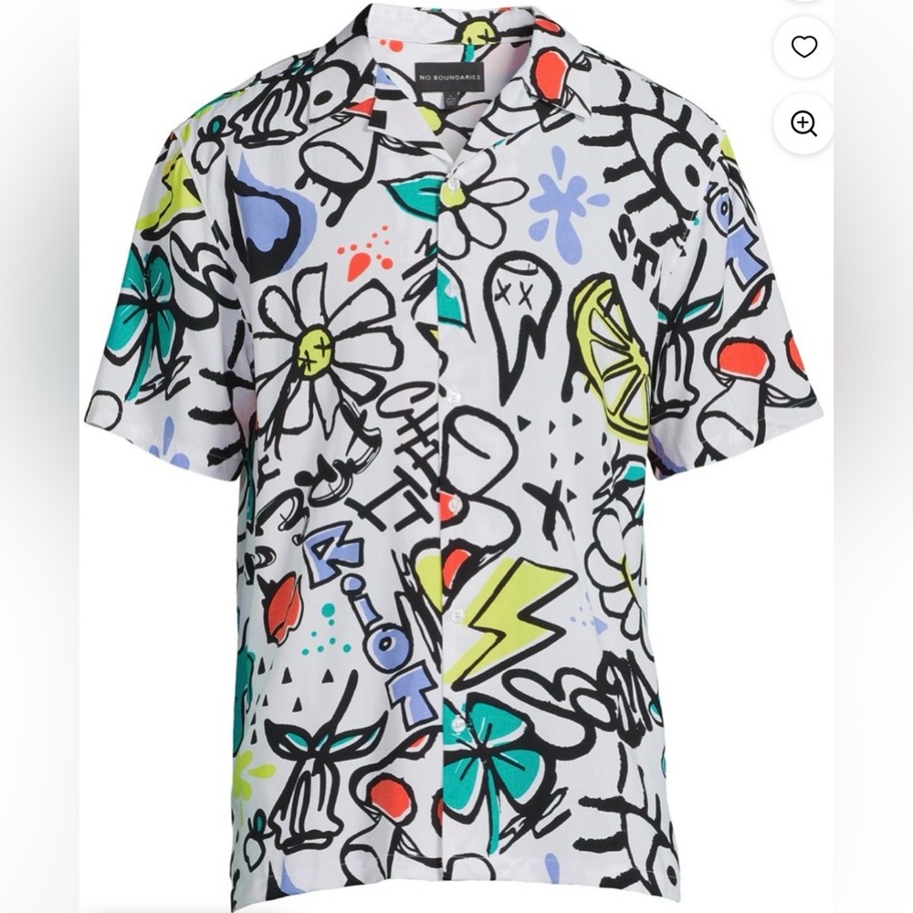 Vintage Y2K No Boundaries Men's & Big Men's Button-Down Rayon Shirt